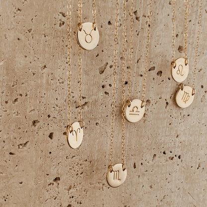 Star Sign Necklace • Medium Double Hole Pendant Necklace