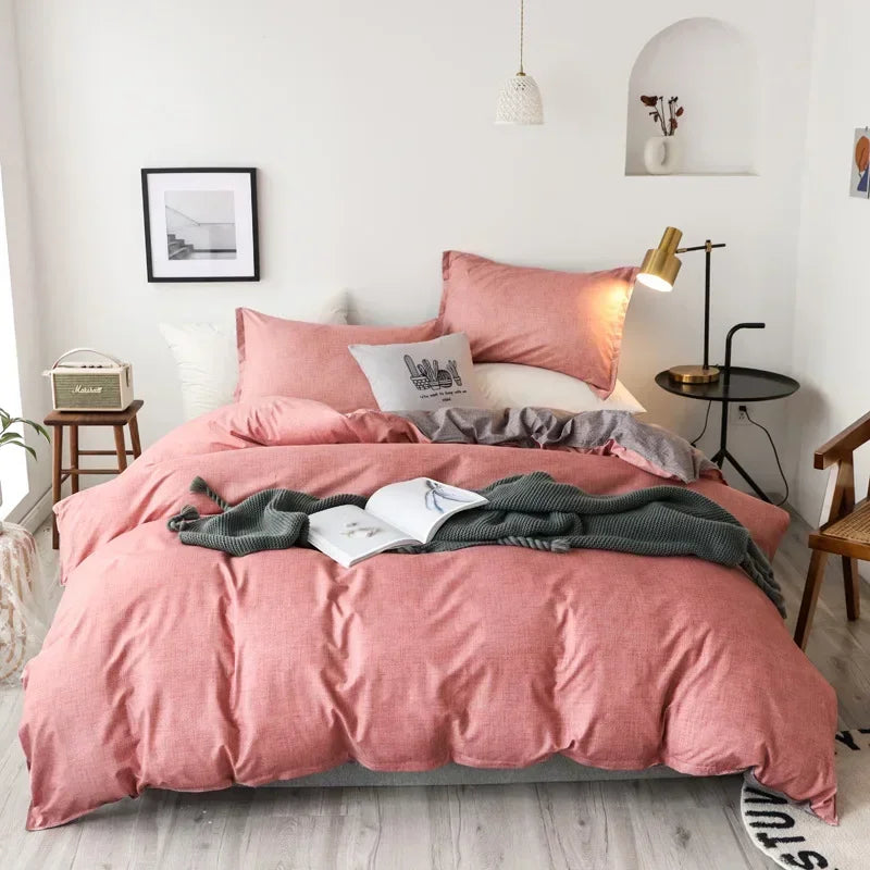 Duvet Cover Set 3 Pcs Soft Microfiber Comforter Cover Bedding Set