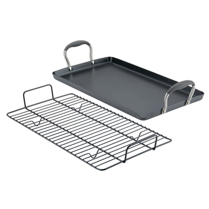 10 x 18-Inch Double Burner Griddle with Multi-Purpose Rack